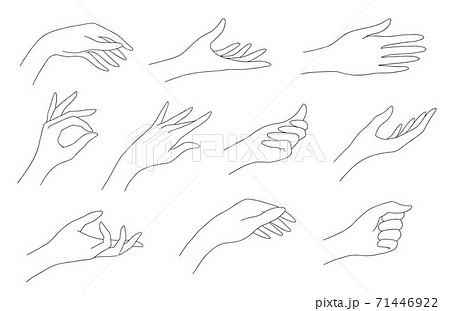 Set of linear human palms, vector. To create...のイラスト素材 [71446922] - PIXTA