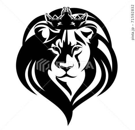 動物 ライオン イラスト 白黒 ブラック ベクターのイラスト素材