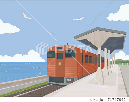 駅 ホーム 電車 線路のイラスト素材