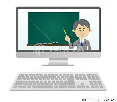 パソコン教室 パソコン 教える 指導のイラスト素材