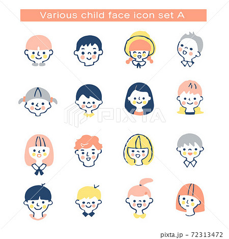 子供 男の子 表情 顔のイラスト素材