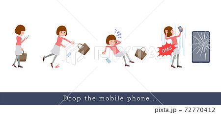 歩きスマホ事故のイラスト素材 歩きスマホ事故のイラスト素材