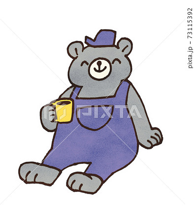 イラスト 動物 熊 オーバーオールの写真素材