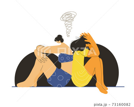 背中合わせ 座るのイラスト素材