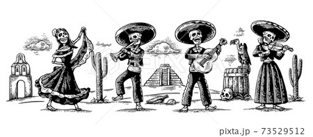 メキシカン ドクロ 鳥 メキシコのイラスト素材