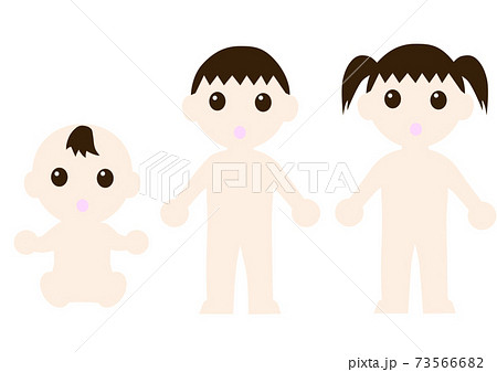 女の子 子供 裸 園児 幼児の写真素材