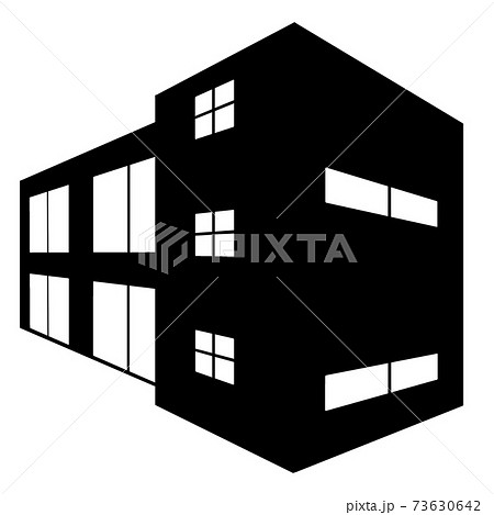 マンション 白黒 集合住宅のイラスト素材