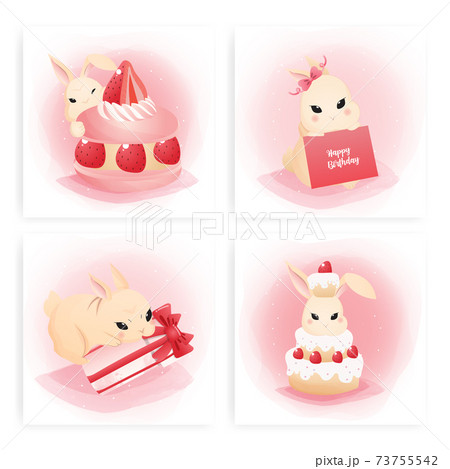 ウサギ ピンク 動物 キャラクターのイラスト素材