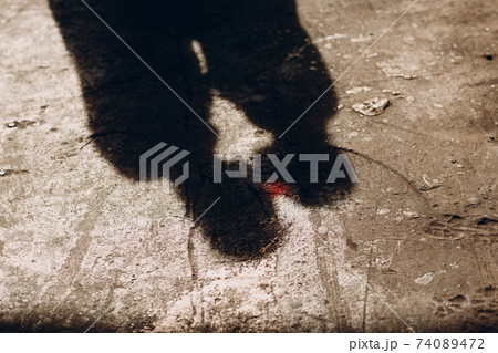 カップル 影 キス 夫婦の写真素材