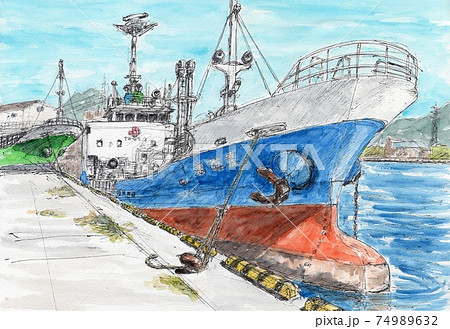船水彩畫水彩划船插圖素材- PIXTA