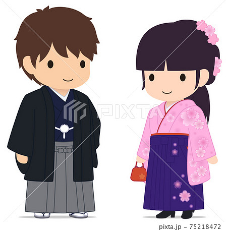 卒業式 卒業 袴 かわいいのイラスト素材