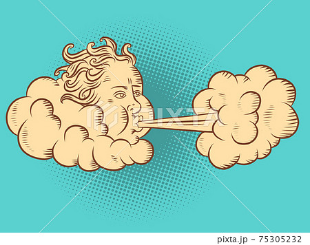 雲 顔 風 吹く キャラクターのイラスト素材