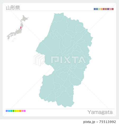 山形県 日本地図 日本列島 日本のイラスト素材