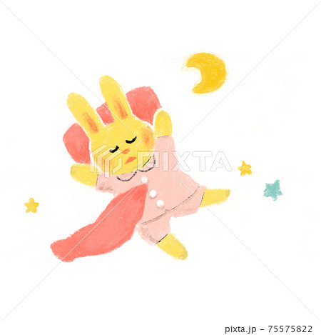 ウサギ おやすみ 動物 かわいいの写真素材