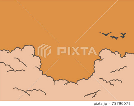 夕焼け 夕暮れ カラス からすのイラスト素材