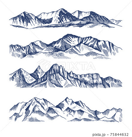 白黒 風景 イラスト 黒色のイラスト素材