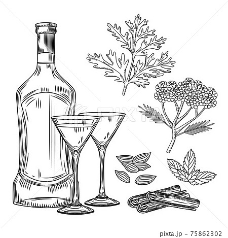 お酒 モノクロ 飲み物のイラスト素材 お酒 モノクロ 飲み物のイラスト素材