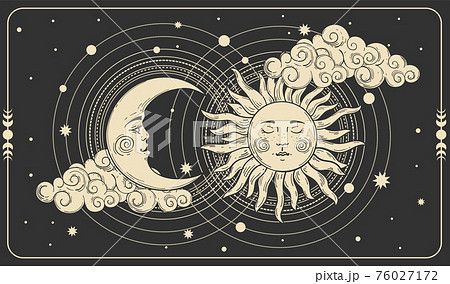 イラスト 三日月 顔 星のイラスト素材