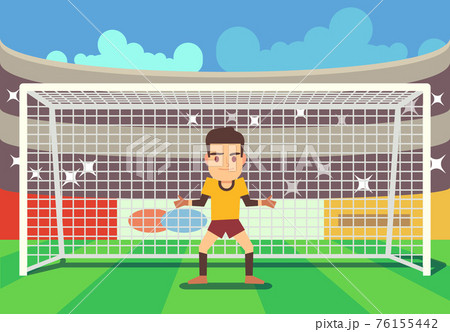 サッカー シルエット ゴールキーパー シュートのイラスト素材