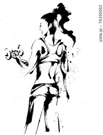 女性 水墨画 人物 若いの写真素材 - PIXTA