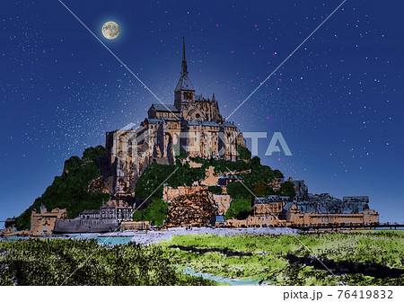 モンサンミッシェル 修道院 世界遺産 風景のイラスト素材 - PIXTA
