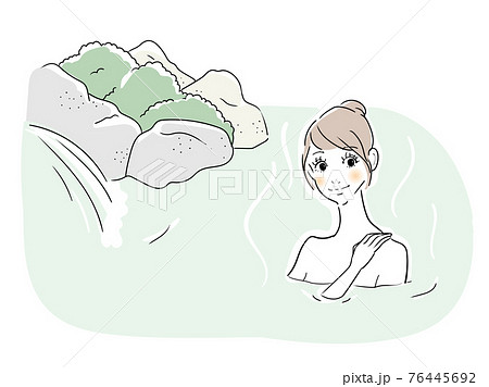 女性 温泉 入浴 人物 女の子のイラスト素材