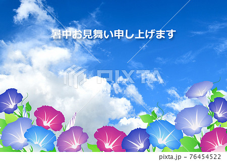 朝顔 花 夏 青空のイラスト素材