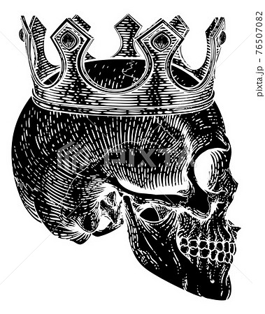 頭蓋骨 ドクロ 王冠 イラストの写真素材