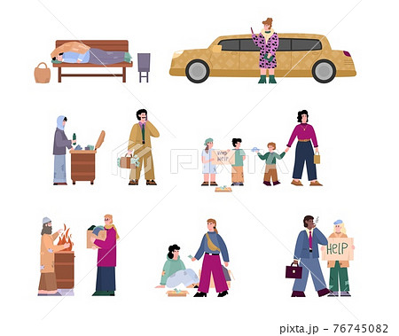 ベクター 金持ち 貧乏 子供のイラスト素材