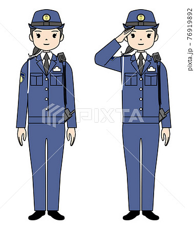 女性 人物 制服 警察官のイラスト素材