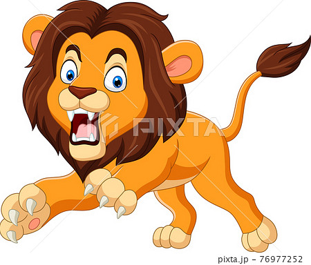 動物 漫画 ライオン 吠えるのイラスト素材