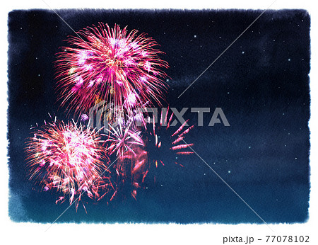 花火 打ち上げ花火 打上花火 色のイラスト素材