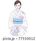 正座をする流し目の着物の女性 秋 のイラスト素材