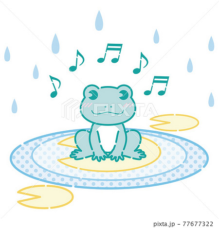 音符 鳴く 歌う 蛙のイラスト素材