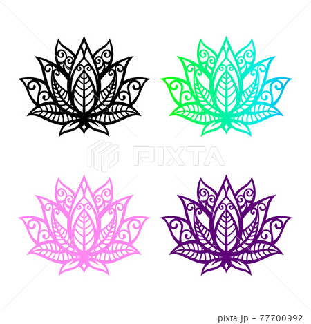Isolated Lotus Silhouette Black Flower Icon のイラスト素材