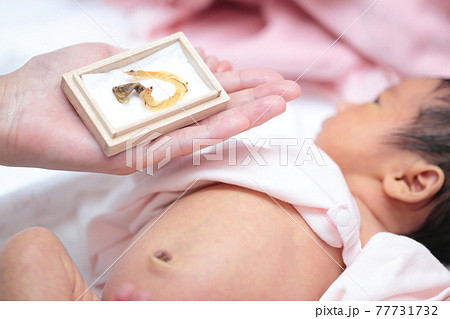 赤ちゃん 子ども 新生児 お腹の写真素材