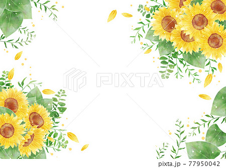 メルヘンイラストひまわりの花火と滝自然の風景 アート作品