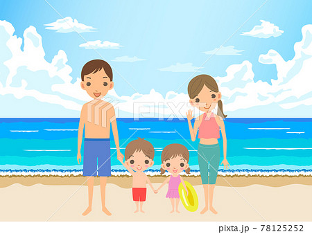 夏 海 海水浴 子供のイラスト素材