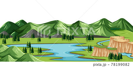 山 川 自然 風景のイラスト素材 山 川 自然 風景のイラスト素材