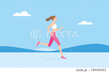 女性 陸上 走る 陸上競技のイラスト素材