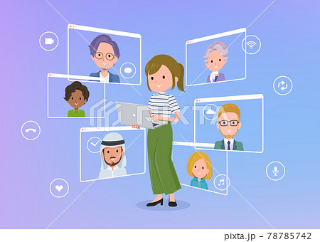 女性 ファッション 外国人 おしゃれのイラスト素材