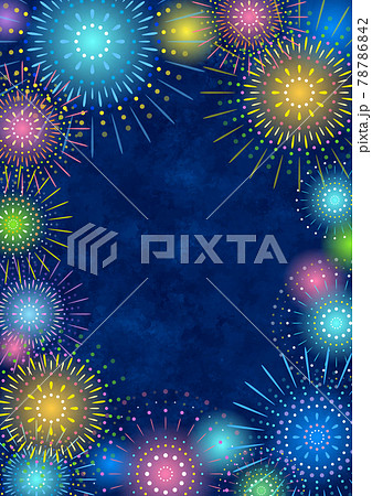 夏祭り 打ち上げ花火 花火大会 7月のイラスト素材