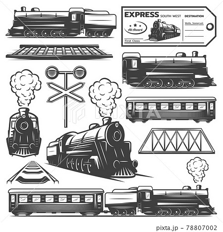 線路 レール 鉄道 白黒のイラスト素材