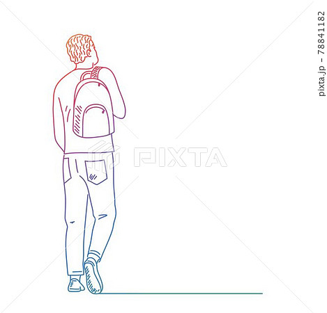 人物 男性 歩く 後ろ姿 男のイラスト素材