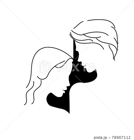 キス ハート 横顔 人物のイラスト素材