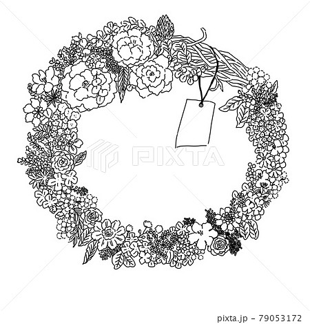 花束 ドライフラワー モノクロの写真素材