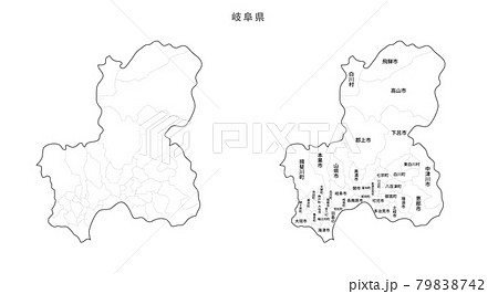 岐阜 岐阜県 地図 白地図のイラスト素材