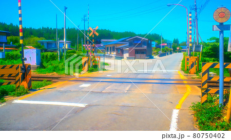 田舎踏切のイラスト素材