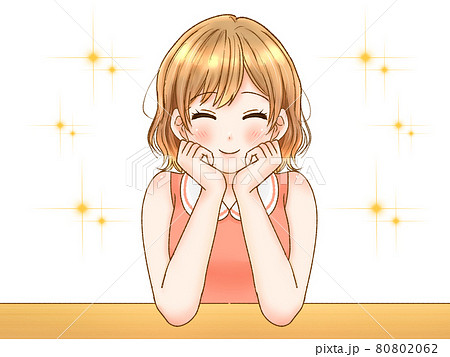 頬杖のイラスト素材