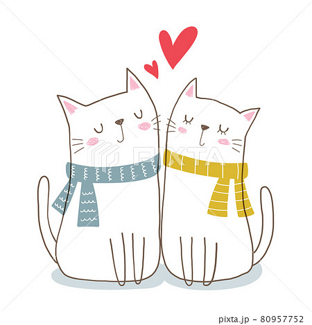 猫 カップル イラスト 動物のイラスト素材 猫 カップル イラスト 動物のイラスト素材